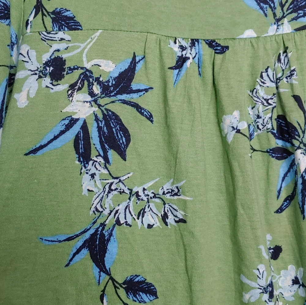 Lucky Brand Green Floral Square Neck Short Sleeve Blouse Size XXL New With Tags - Picture 7 of 16